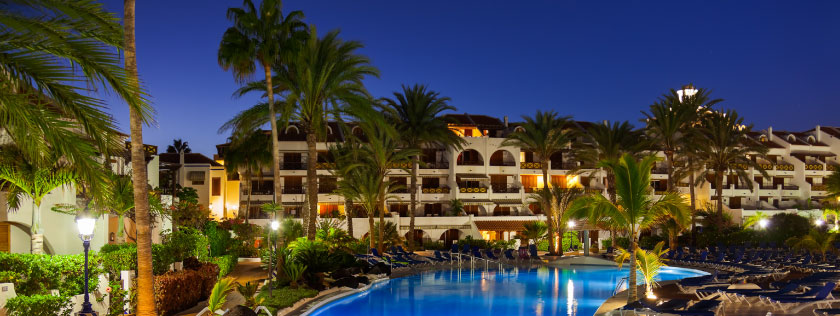 Hotel abroad light up at night