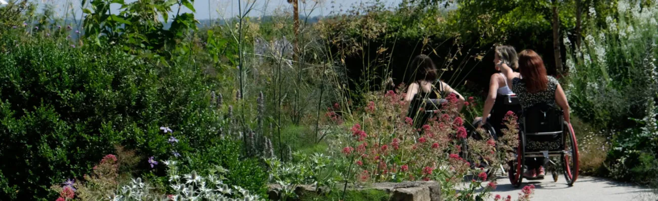 Women in wheelchairs in Horatios Garden